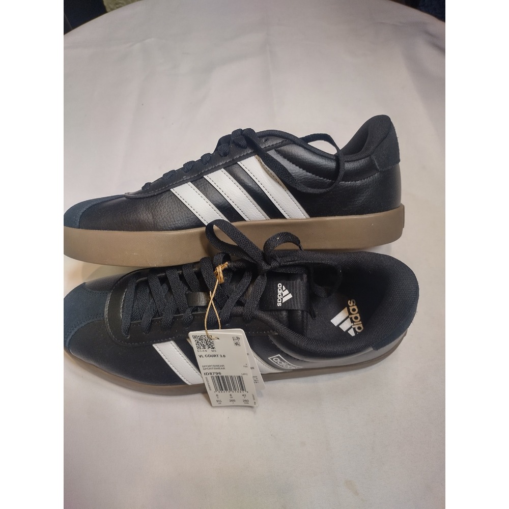 Adidas VL Court 3.0 Womens Sneakers Black White Gum ID8796 Size 9.5 NEW